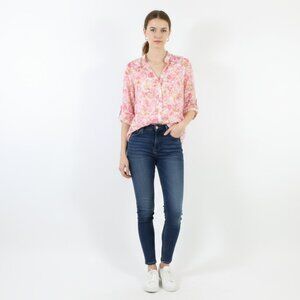 *Denver Hayes Pink Sheer Floral Blouse